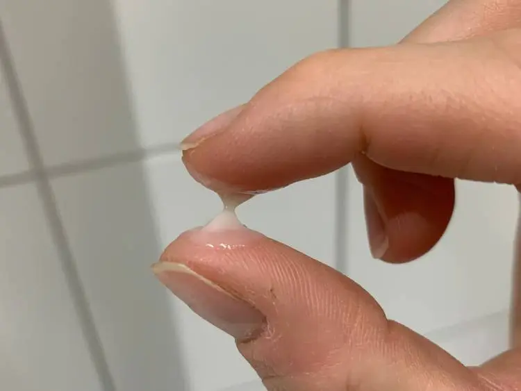 Whitish, creamy cervical mucus just before ovulation